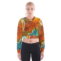 The Beautiful Of Art Indonesian Batik Pattern Cropped Sweatshirt by Sapixe