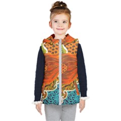 The Beautiful Of Art Indonesian Batik Pattern Kid s Hooded Puffer Vest by Sapixe