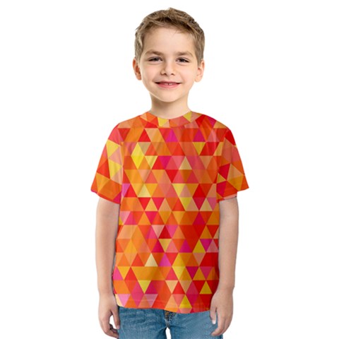 Triangle Tile Mosaic Pattern Kids  Sport Mesh Tee by Sapixe