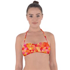 Triangle Tile Mosaic Pattern Halter Bandeau Bikini Top by Sapixe