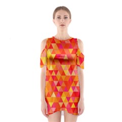 Triangle Tile Mosaic Pattern Shoulder Cutout One Piece