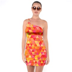 Triangle Tile Mosaic Pattern One Soulder Bodycon Dress