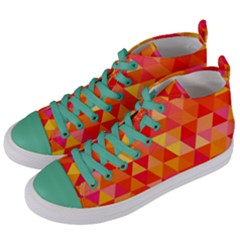 Triangle Tile Mosaic Pattern Women s Mid-top Canvas Sneakers