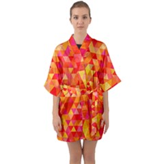 Triangle Tile Mosaic Pattern Quarter Sleeve Kimono Robe