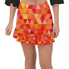 Triangle Tile Mosaic Pattern Fishtail Mini Chiffon Skirt by Sapixe