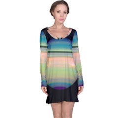 True Color Variety Of The Planet Saturn Long Sleeve Nightdress by Sapixe