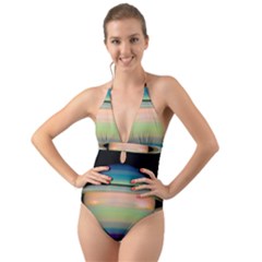 True Color Variety Of The Planet Saturn Halter Cut-out One Piece Swimsuit by Sapixe