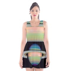 True Color Variety Of The Planet Saturn Scoop Neck Skater Dress by Sapixe