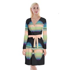 True Color Variety Of The Planet Saturn Long Sleeve Velvet Front Wrap Dress by Sapixe