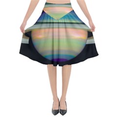 True Color Variety Of The Planet Saturn Flared Midi Skirt