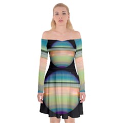 True Color Variety Of The Planet Saturn Off Shoulder Skater Dress by Sapixe