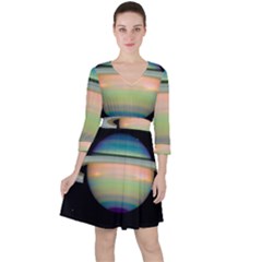 True Color Variety Of The Planet Saturn Ruffle Dress by Sapixe