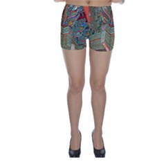 Traditional Korean Painted Paterns Skinny Shorts by Sapixe