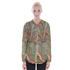 Traditional Korean Painted Paterns Womens Long Sleeve Shirt