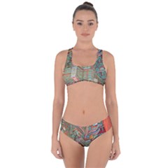 Traditional Korean Painted Paterns Criss Cross Bikini Set