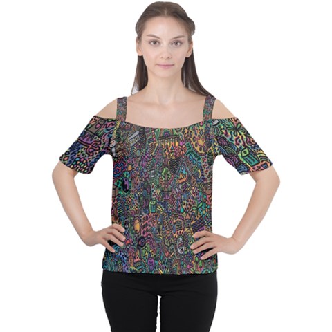 Trees Internet Multicolor Psychedelic Reddit Detailed Colors Cutout Shoulder Tee by Sapixe