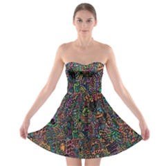 Trees Internet Multicolor Psychedelic Reddit Detailed Colors Strapless Bra Top Dress by Sapixe