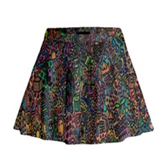 Trees Internet Multicolor Psychedelic Reddit Detailed Colors Mini Flare Skirt by Sapixe