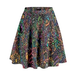 Trees Internet Multicolor Psychedelic Reddit Detailed Colors High Waist Skirt by Sapixe