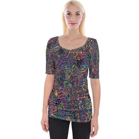 Trees Internet Multicolor Psychedelic Reddit Detailed Colors Wide Neckline Tee by Sapixe