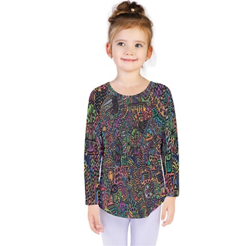 Trees Internet Multicolor Psychedelic Reddit Detailed Colors Kids  Long Sleeve Tee by Sapixe