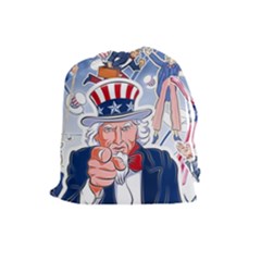 United States Of America Celebration Of Independence Day Uncle Sam Drawstring Pouches (large)  by Sapixe