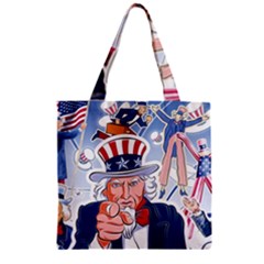 United States Of America Celebration Of Independence Day Uncle Sam Zipper Grocery Tote Bag