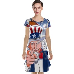 United States Of America Celebration Of Independence Day Uncle Sam Cap Sleeve Nightdress by Sapixe