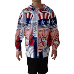 United States Of America Celebration Of Independence Day Uncle Sam Hooded Wind Breaker (kids) by Sapixe