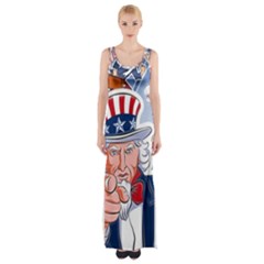 United States Of America Celebration Of Independence Day Uncle Sam Maxi Thigh Split Dress by Sapixe