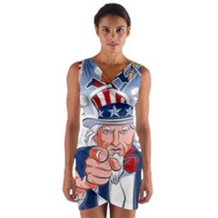 United States Of America Celebration Of Independence Day Uncle Sam Wrap Front Bodycon Dress by Sapixe