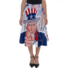 United States Of America Celebration Of Independence Day Uncle Sam Perfect Length Midi Skirt by Sapixe