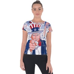 United States Of America Celebration Of Independence Day Uncle Sam Short Sleeve Sports Top  by Sapixe