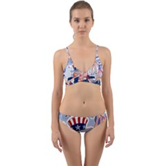 United States Of America Celebration Of Independence Day Uncle Sam Wrap Around Bikini Set by Sapixe