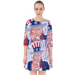 United States Of America Celebration Of Independence Day Uncle Sam Smock Dress by Sapixe