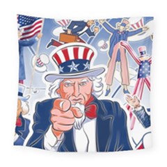 United States Of America Celebration Of Independence Day Uncle Sam Square Tapestry (large) by Sapixe