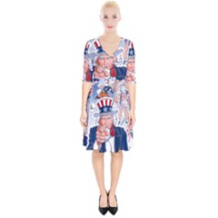 United States Of America Celebration Of Independence Day Uncle Sam Wrap Up Cocktail Dress by Sapixe