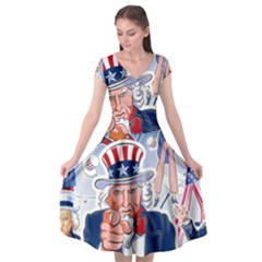 United States Of America Celebration Of Independence Day Uncle Sam Cap Sleeve Wrap Front Dress by Sapixe