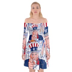 United States Of America Celebration Of Independence Day Uncle Sam Off Shoulder Skater Dress by Sapixe