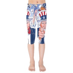 United States Of America Celebration Of Independence Day Uncle Sam Kids  Capri Leggings  by Sapixe