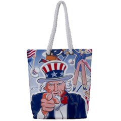 United States Of America Celebration Of Independence Day Uncle Sam Full Print Rope Handle Tote (small)