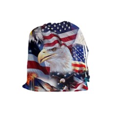 United States Of America Images Independence Day Drawstring Pouches (large)  by Sapixe