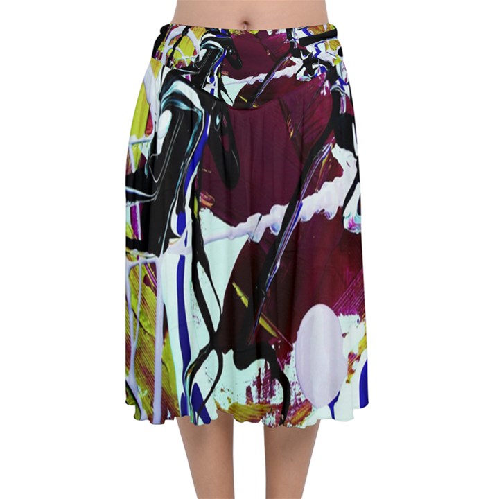 Immediate Attraction 9 Velvet Flared Midi Skirt