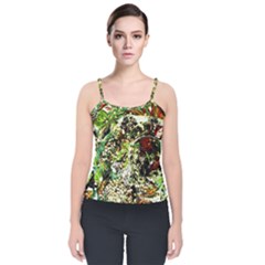 April   Birds Of Paradise 5 Velvet Spaghetti Strap Top