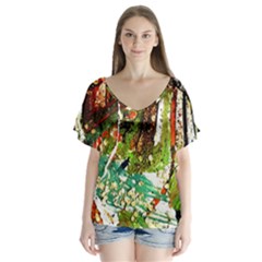 April   Birds Of Paradise V-neck Flutter Sleeve Top by bestdesignintheworld