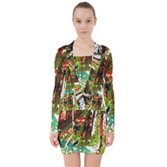 April   Birds Of Paradise V-neck Bodycon Long Sleeve Dress by bestdesignintheworld