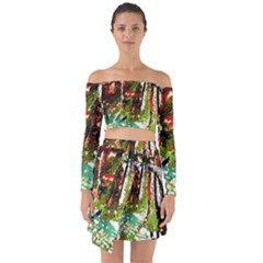 April   Birds Of Paradise Off Shoulder Top With Skirt Set by bestdesignintheworld