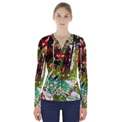 April   Birds Of Paradise V-neck Long Sleeve Top by bestdesignintheworld