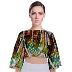 April   Birds Of Paradise Tie Back Butterfly Sleeve Chiffon Top