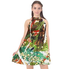 April   Birds Of Paradise Halter Neckline Chiffon Dress  by bestdesignintheworld